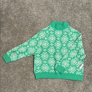 Green and White Snowflake Sweater